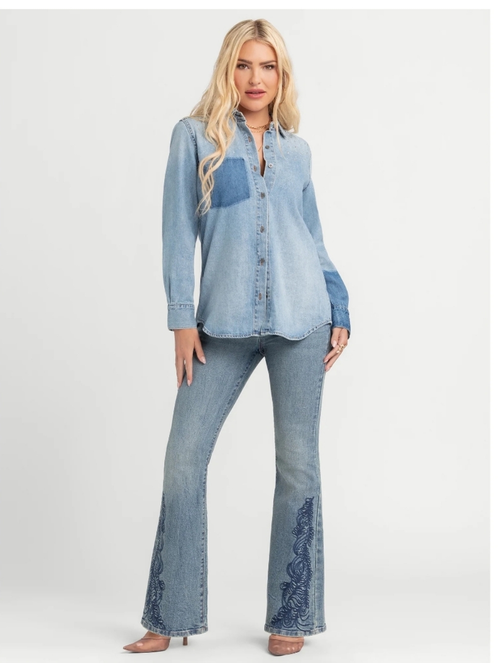 Jessica Simpson Jeans Daisy Flare Embroidered